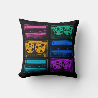 Retro Colourful Cassette Tapes Cushion
