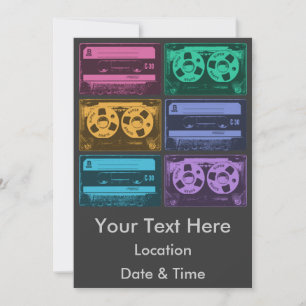 Retro Colourful Cassette Tapes Invitation