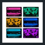 Retro Colourful Cassette Tapes Poster<br><div class="desc">Back in the eighties everyone was wearing headphones and listening to their music on a portable cassette player. Insert your cassette and you had music anywhere anytime, until Side A ended and the tape had to be turned over to Side B. People could even make your own mix tapes! The...</div>