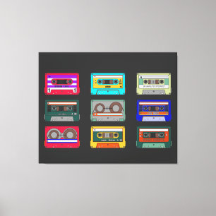 Retro Colourful Cassettes 80's Nostalgia Canvas Print
