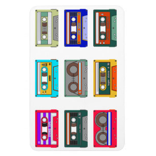 Retro Colourful Cassettes 80's Nostalgia Magnet