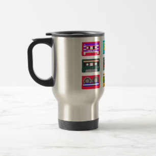 Retro Colourful Cassettes 80's Nostalgia Travel Mug