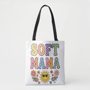 Retro Colourful Chequered Soft Mama PNG - Vintage  Tote Bag