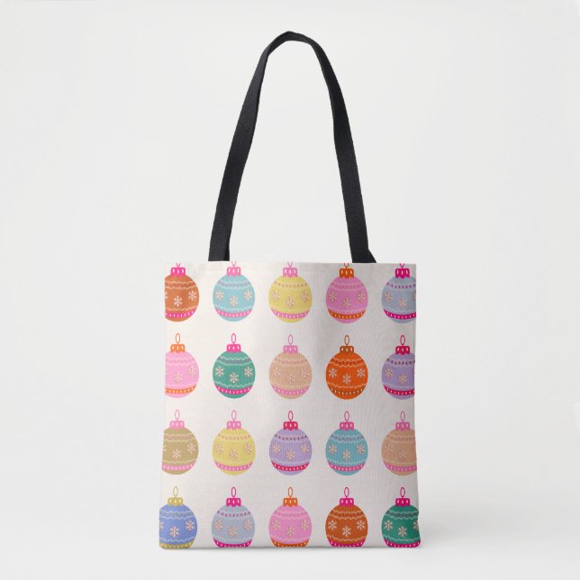 Retro Colourful Christmas Baubles Tote Bag (Front)