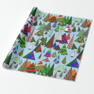 Retro colourful Christmas Trees Wrapping Paper