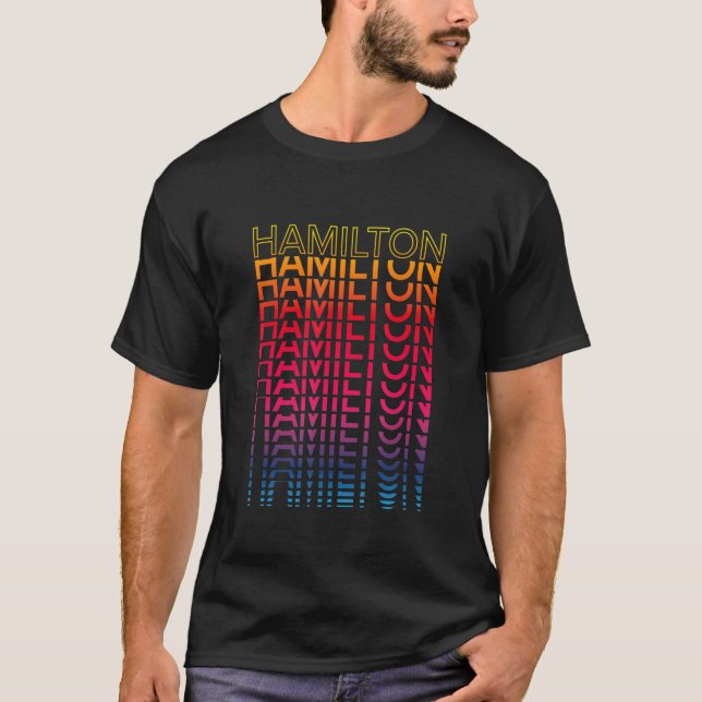 Retro Colourful City  Nostalgic Hamilton T-Shirt (Front)