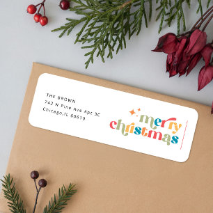 Retro Colourful Cute Typography Merry Christmas