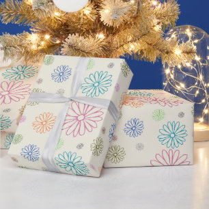 Retro Colourful Daisy Gift Wrapping Paper