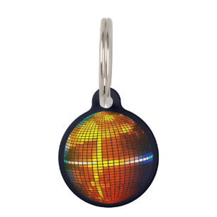 Retro Colourful Disco Ball Pet ID Tag