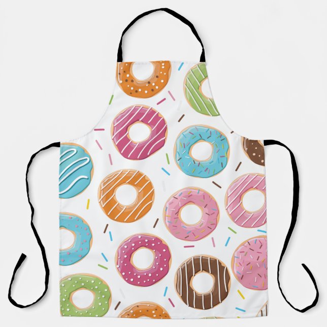 Retro Colourful Doughnuts Pattern Minimalist Fun P Apron (Front)