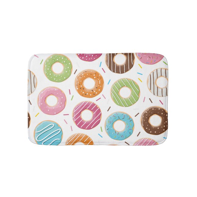 Retro Colourful Doughnuts Pattern Minimalist Fun P Bath Mat (Front)