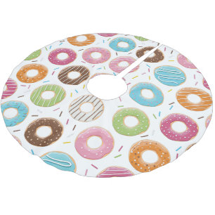 Retro Colourful Doughnuts Pattern Minimalist Fun P Brushed Polyester Tree Skirt