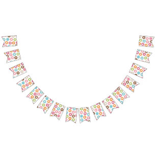 Retro Colourful Doughnuts Pattern Minimalist Fun P Bunting