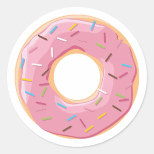 Retro Colourful Doughnuts Pattern Minimalist Fun P Classic Round Sticker