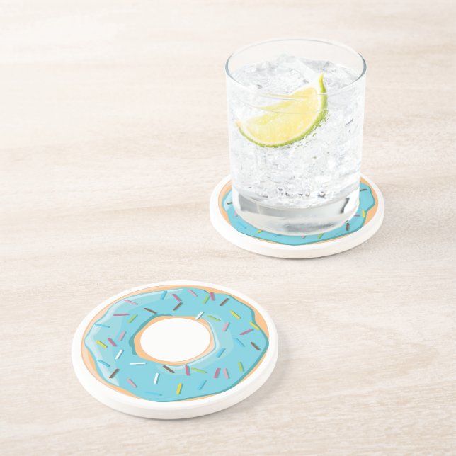 Retro Colourful Doughnuts Pattern Minimalist Fun P Coaster (Side)