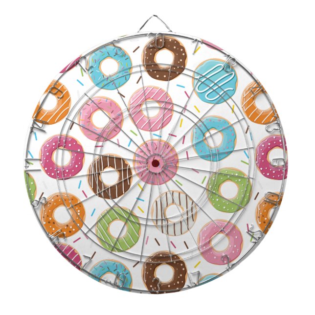 Retro Colourful Doughnuts Pattern Minimalist Fun P Dartboard (Front)