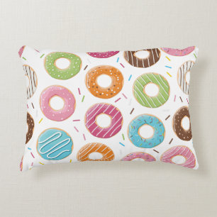 Retro Colourful Doughnuts Pattern Minimalist Fun P Decorative Cushion