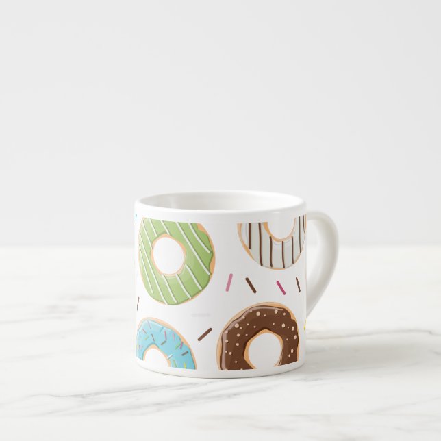 Retro Colourful Doughnuts Pattern Minimalist Fun P Espresso Cup (Front Right)
