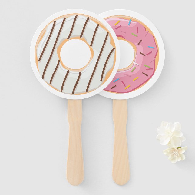 Retro Colourful Doughnuts Pattern Minimalist Fun P Hand Fan (Front and Back)