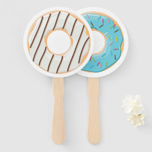 Retro Colourful Doughnuts Pattern Minimalist Fun P Hand Fan