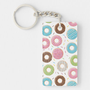 Retro Colourful Doughnuts Pattern Minimalist Fun P Key Ring