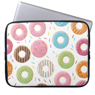 Retro Colourful Doughnuts Pattern Minimalist Fun P Laptop Sleeve