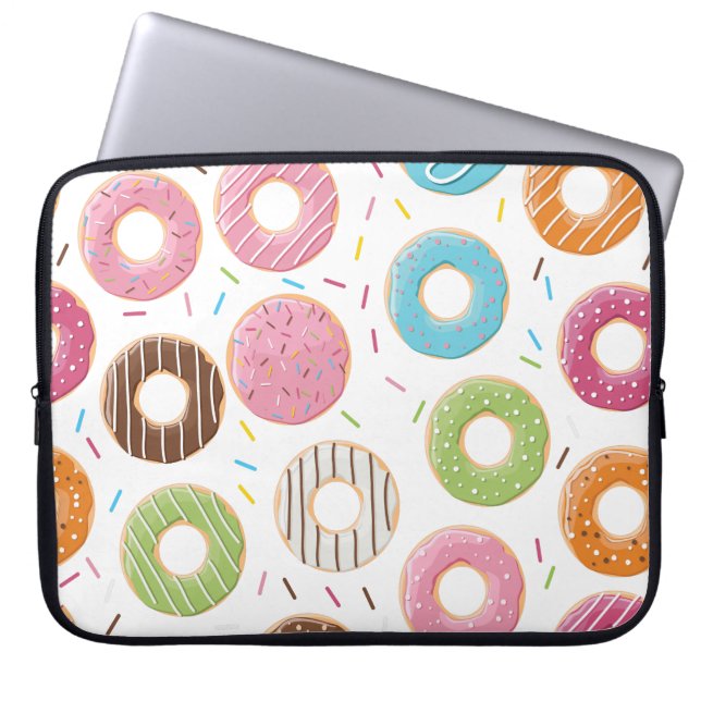 Retro Colourful Doughnuts Pattern Minimalist Fun P Laptop Sleeve (Front)