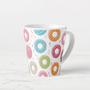 Retro Colourful Doughnuts Pattern Minimalist Fun P Latte Mug