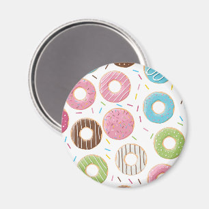 Retro Colourful Doughnuts Pattern Minimalist Fun P Magnet