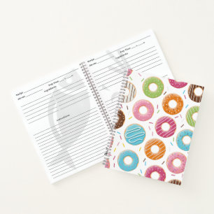 Retro Colourful Doughnuts Pattern Minimalist Fun P Notebook
