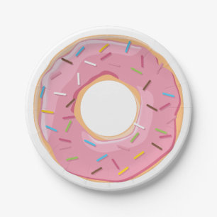 Retro Colourful Doughnuts Pattern Minimalist Fun P Paper Plate