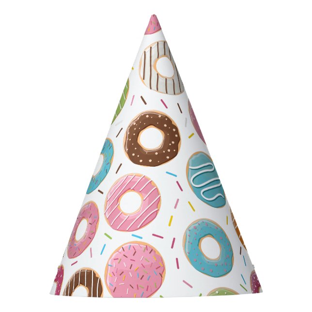 Retro Colourful Doughnuts Pattern Minimalist Fun P Party Hat (Front)