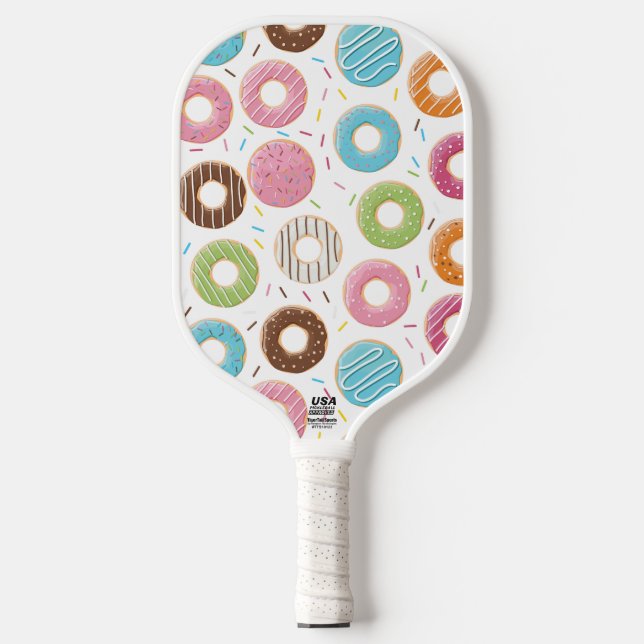 Retro Colourful Doughnuts Pattern Minimalist Fun P Pickleball Paddle (Front)