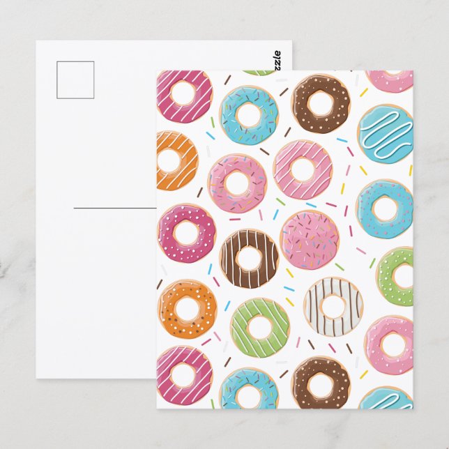 Retro Colourful Doughnuts Pattern Minimalist Fun P Postcard (Front/Back)