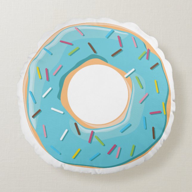 Retro Colourful Doughnuts Pattern Minimalist Fun P Round Cushion (Front)