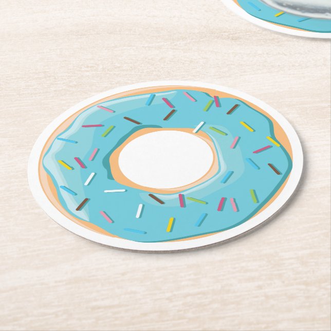 Retro Colourful Doughnuts Pattern Minimalist Fun P Round Paper Coaster (Angled)