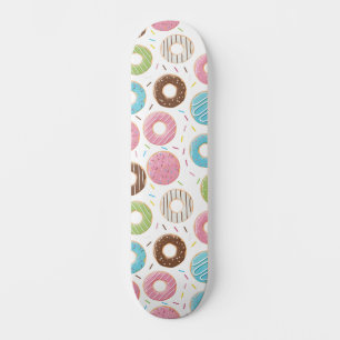Retro Colourful Doughnuts Pattern Minimalist Fun P Skateboard