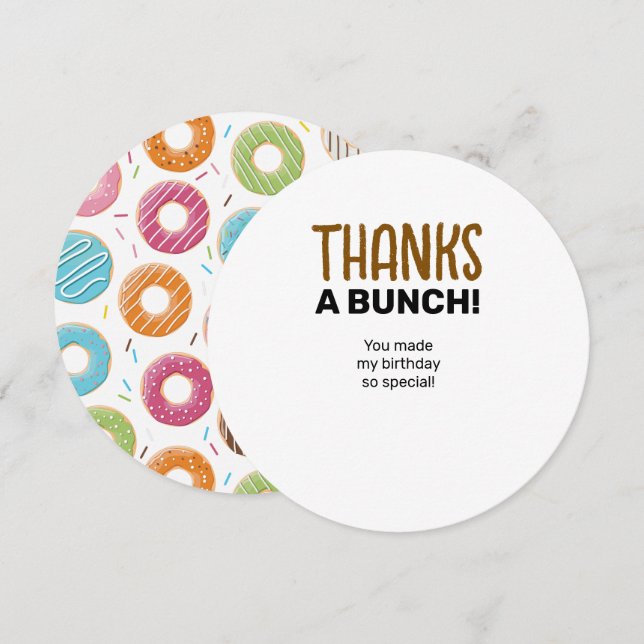 Retro Colourful Doughnuts Pattern Minimalist Fun P Thank You Card (Front/Back)