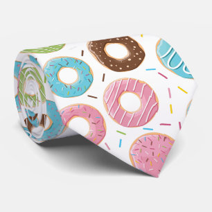 Retro Colourful Doughnuts Pattern Minimalist Fun P Tie