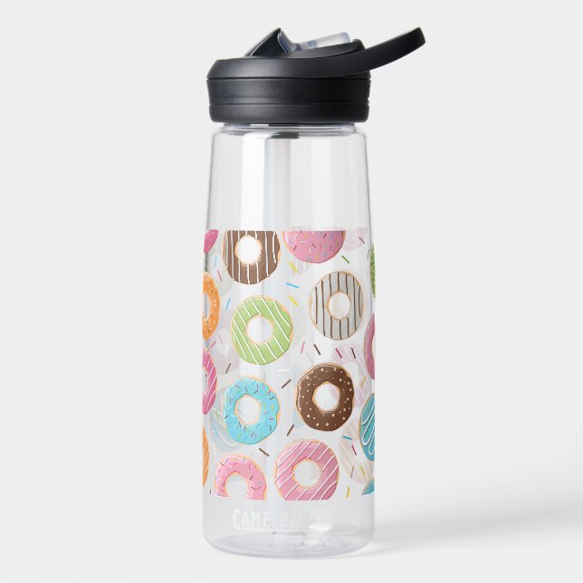 Retro Colourful Doughnuts Pattern Minimalist Fun P Water Bottle (Left)