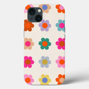 Retro Colourful Floral Preppy Abstract Flowers iPhone 13 Case