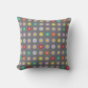 Retro Colourful Flower Cushion