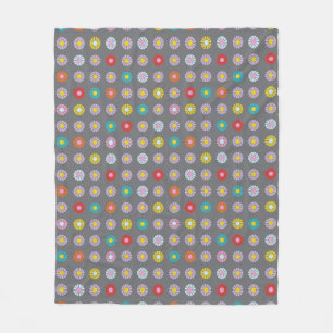 Retro Colourful Flower Fleece Blanket