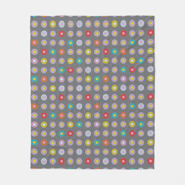 Retro Colourful Flower Fleece Blanket (Front)