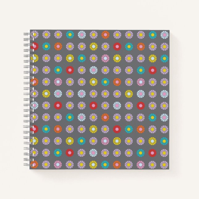 Retro Colourful Flower Notebook (Front)
