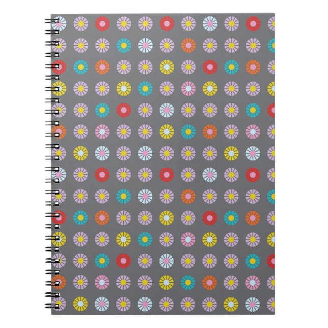Retro Colourful Flower Notebook (Front)