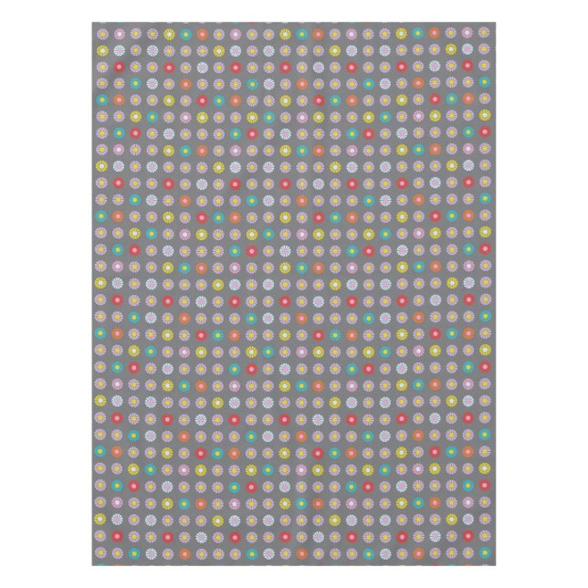 Retro Colourful Flower Tablecloth (Front)
