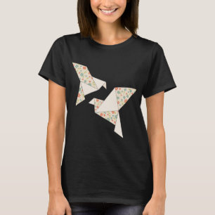 retro colourful flowers on origami birds T-Shirt