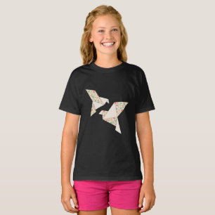 Retro colourful flowers on origami birds T-Shirt