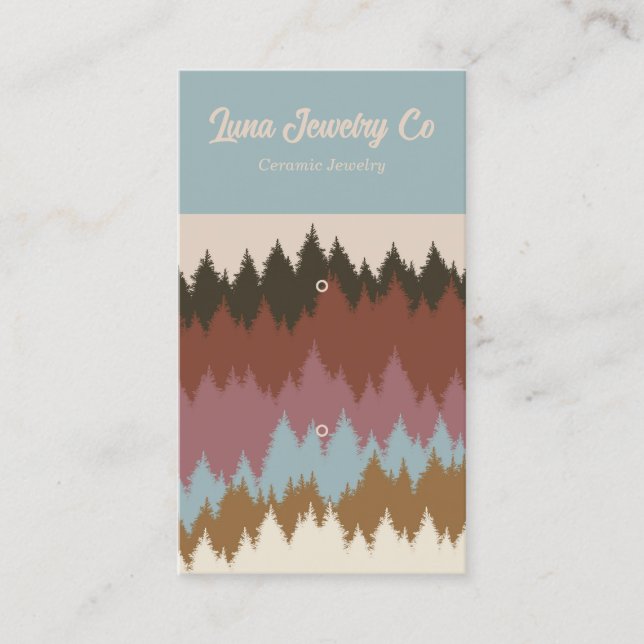 Retro Colourful Forest 2 Pin Jewellery Business Ca Business Card (Front)